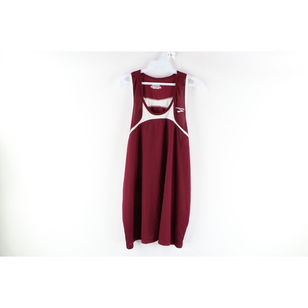Brooks Running Mens 2XL Spell Out Running Jogging Tank Top Jersey Singlet Maroon